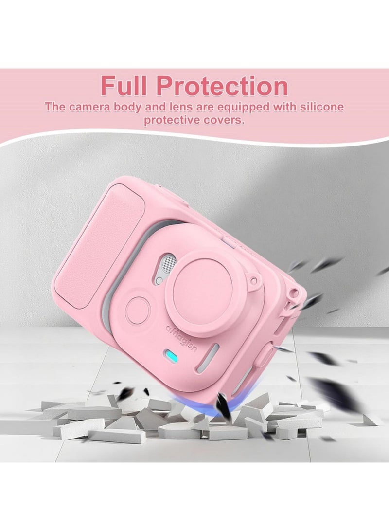 Adando Silicone Cover Set for Insta360 Go Ultra Camera, Anti-Loss Strap and Lanyard, Silicone Case for Action Pod, Protective Camera Cover for Insta360 Go Ultra, Durable and Secure (Pink) - Image 2